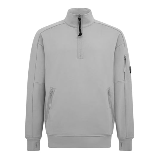 C.P. Company Diagonal Raised Fleece 1/4 Zip Lens Grey Sweatshirt
