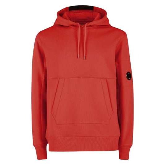 C.P. Company Diagonal Raised Fleece Pocket Lens Red Hoodie