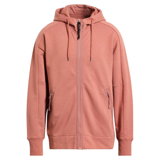C.P. Company Diagonal Rasied Fleece Zip Up Goggle Antique Rose Pink Hoodie