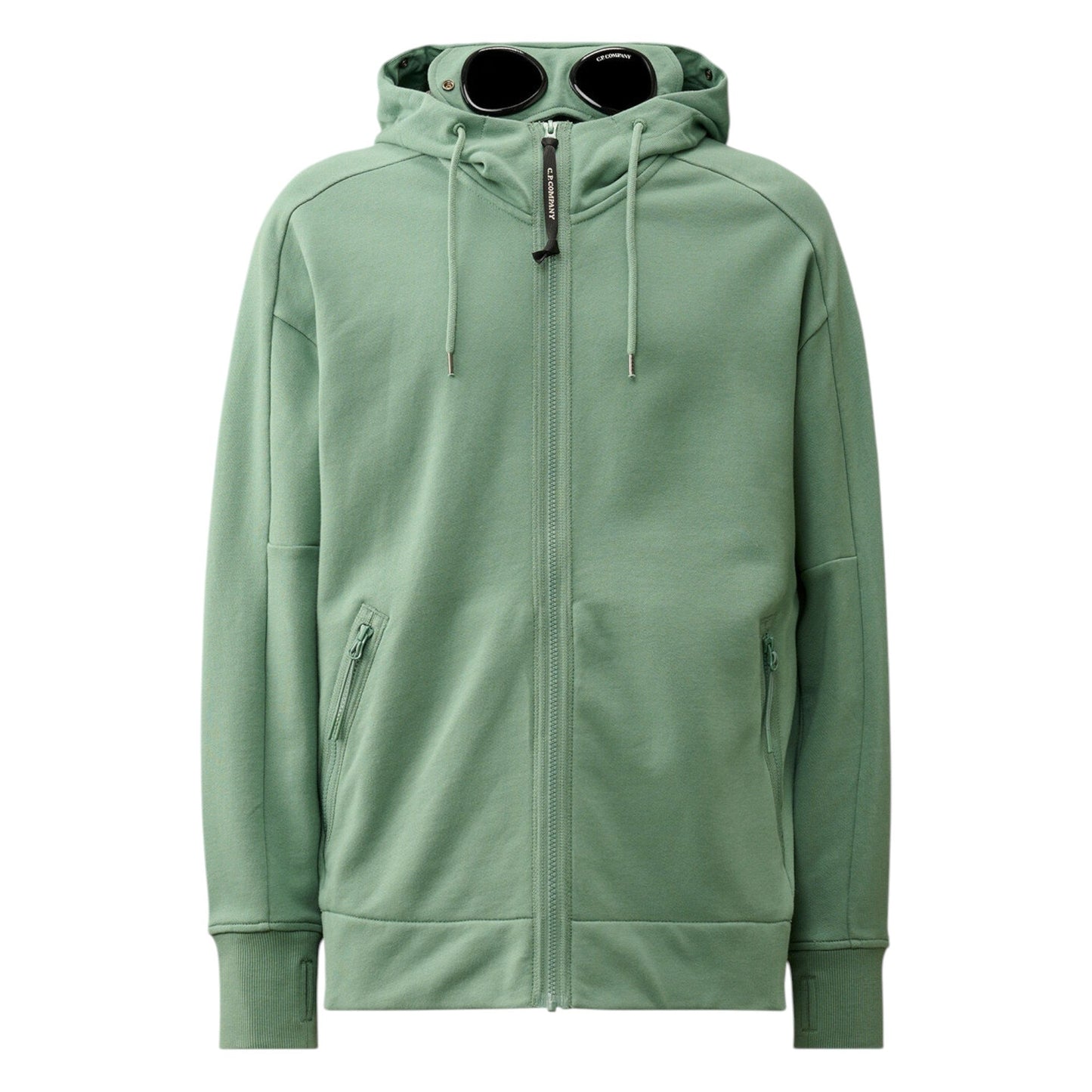 C.P. Company Diagonal Rasied Fleece Zip Up Goggle Green Bay Hoodie