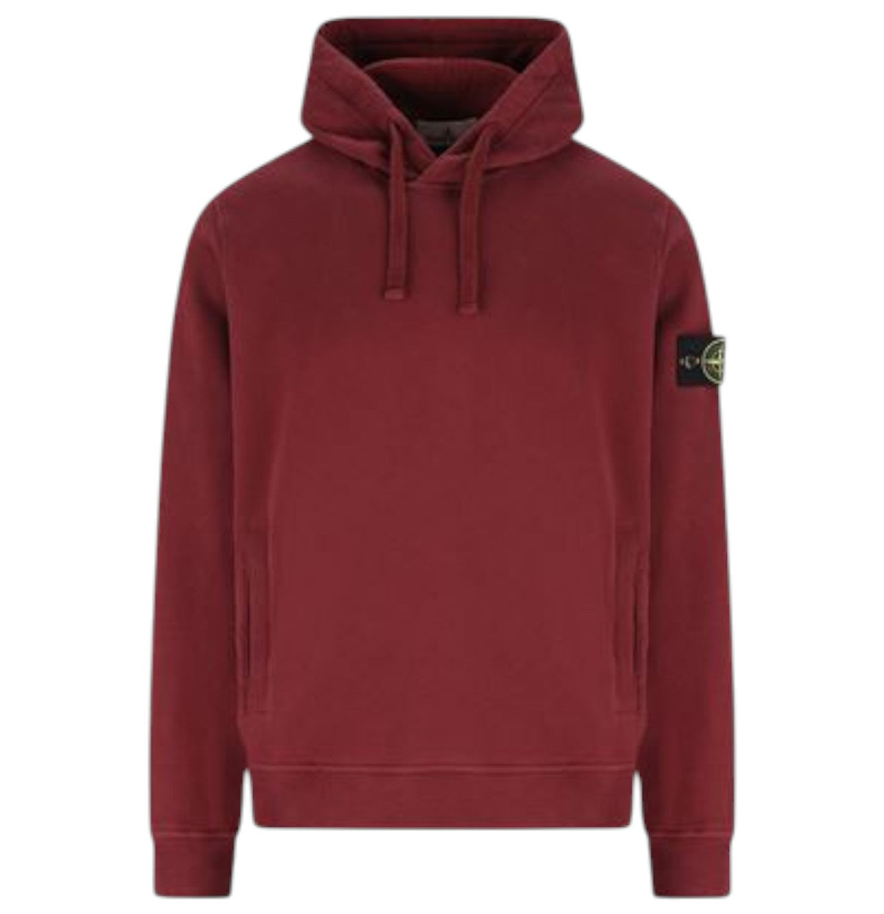 Stone Island, Dark Burgundy Brushed Organic Cotton Fleece Hooded Sweatshirt