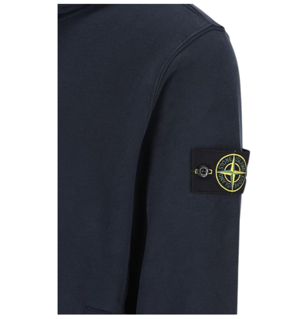 Stone Island, Navy Blue Brushed Organic Cotton Fleece Hooded Sweatshirt