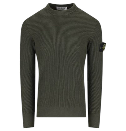 Stone Island, Full Rib RWS Wool Crewneck Jumper – Military Green