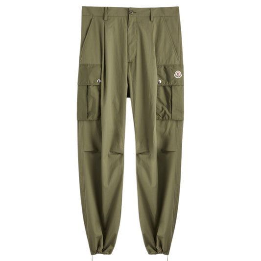Moncler Stretch Cotton Khaki Cargo Trousers
