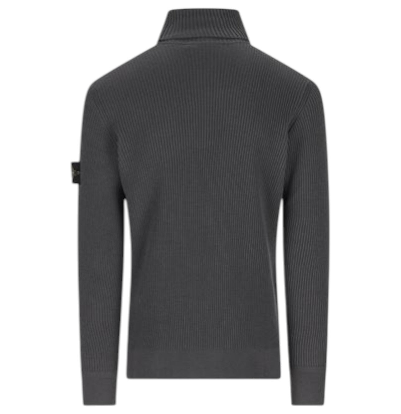 Stone Island, Lead Grey Full Rib Wool Turtleneck Jumper