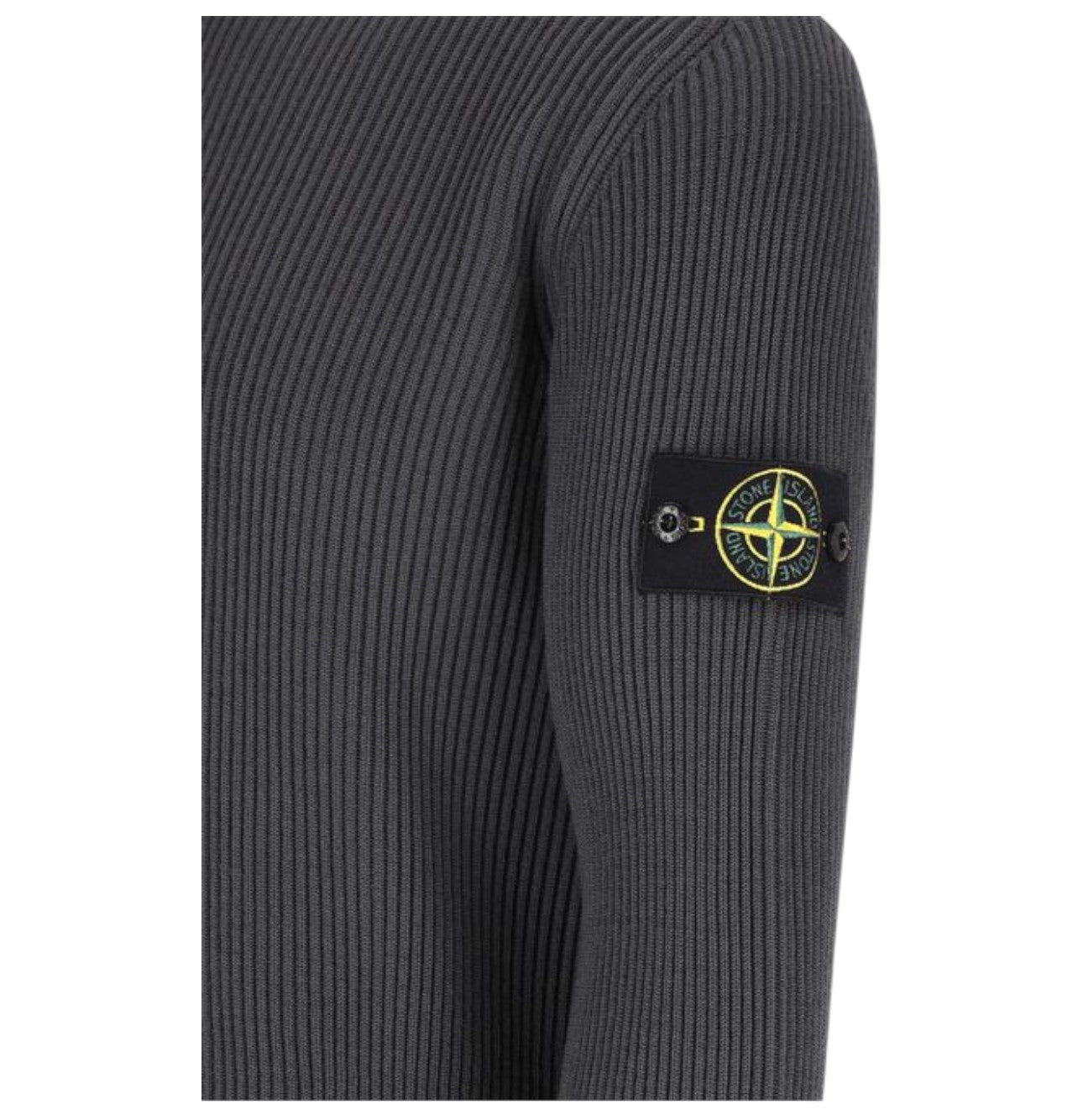 Stone Island, Lead Grey Full Rib Wool Turtleneck Jumper