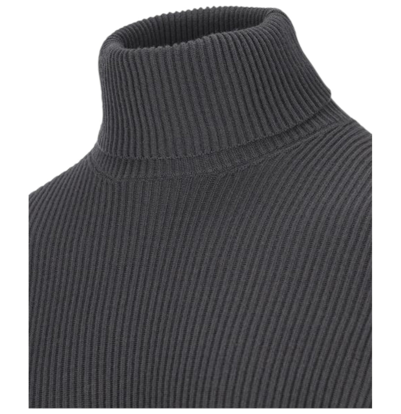 Stone Island, Lead Grey Full Rib Wool Turtleneck Jumper