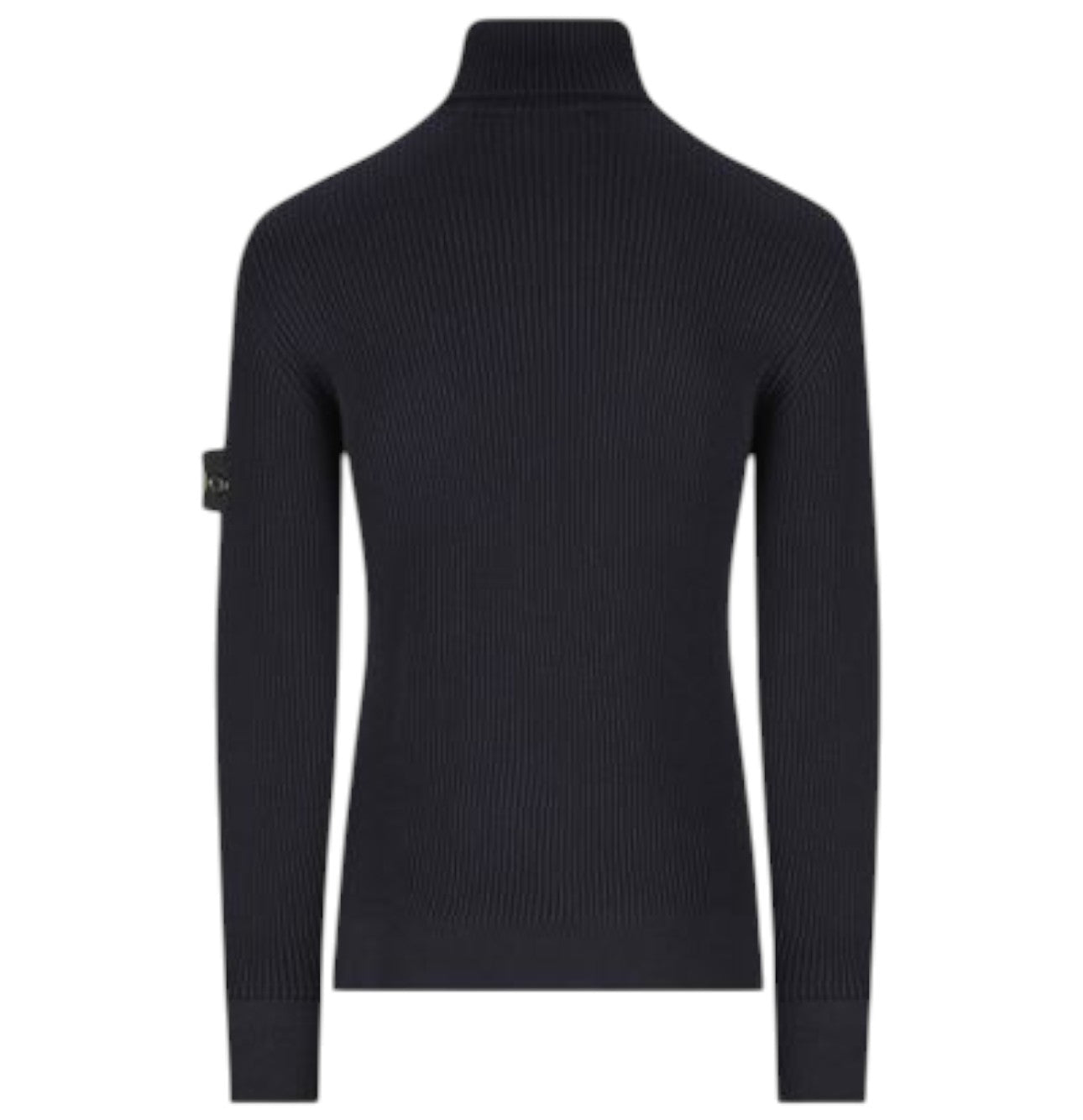 Stone Island, Navy Blue Full Rib Wool Turtleneck Jumper