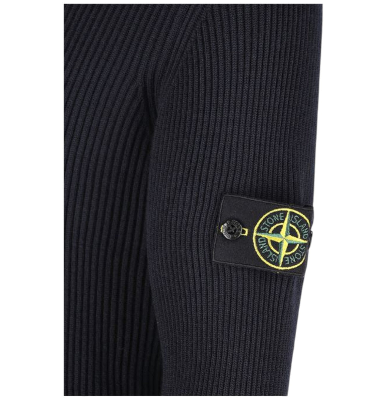 Stone Island, Navy Blue Full Rib Wool Turtleneck Jumper