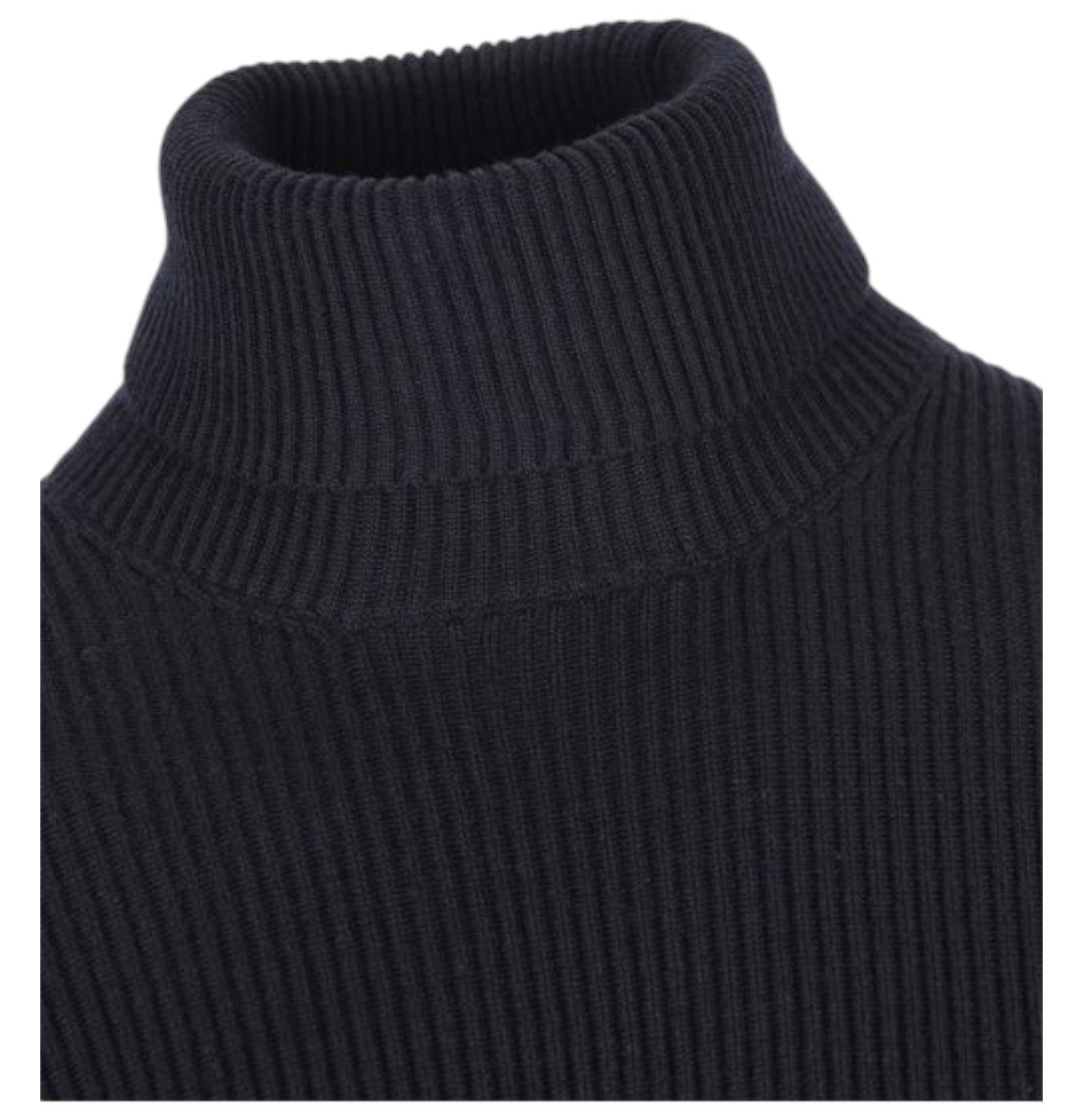 Stone Island, Navy Blue Full Rib Wool Turtleneck Jumper